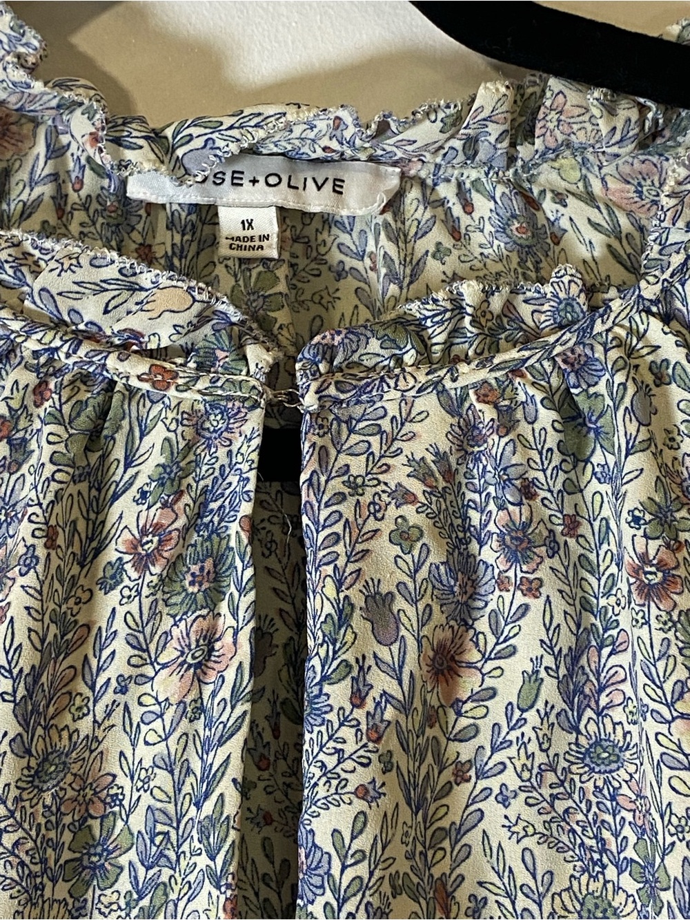 Rose + Olive Floral High Neck Tank 1X Cottagecore Boho Prairie Top - Picture 3 of 5
